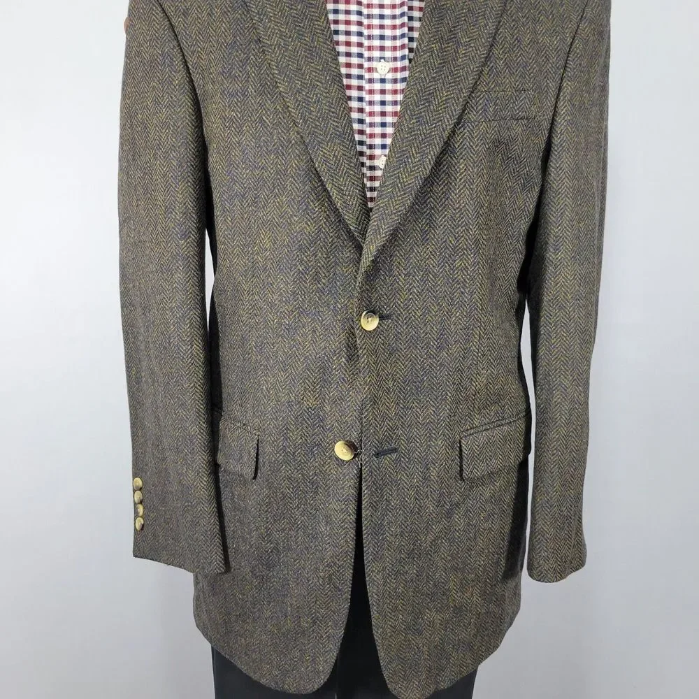 Nautica Men's Tweed Sport Coat Blazer Two Button Herringbone Wool Sz‎ 40L